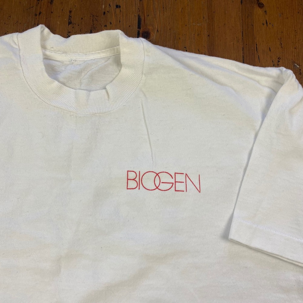 Vintage Biogen Single Stitch Mens L/XL White T‎ Shirt BOSS Went Live Graphic Tee